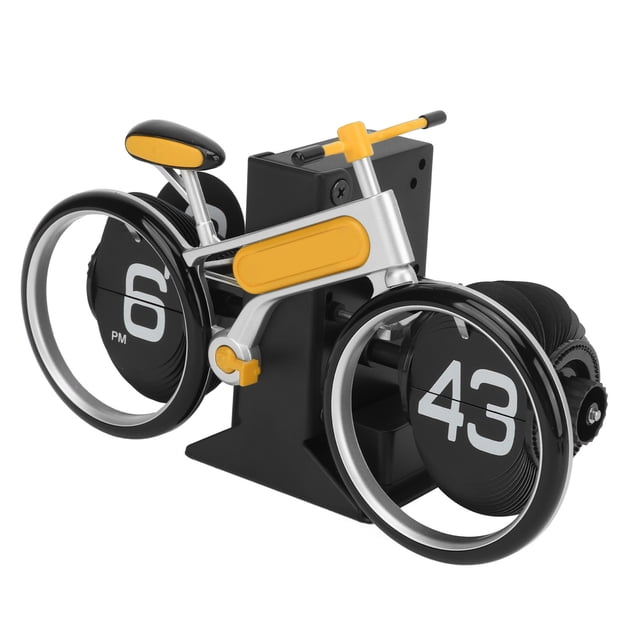 Bicycle Flip Clock, Creative Automatic Flip Down Clock Desktop Stress Relief Toys for Home Office 12 Hours Mode