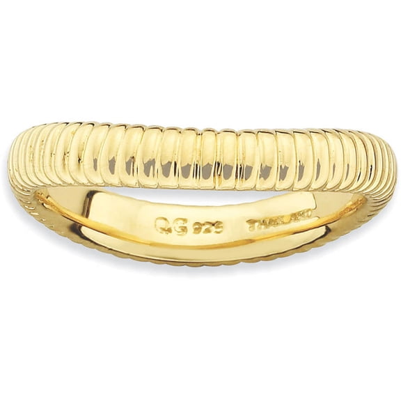 Sterling Silver Polished Gold-Plate Wave Ring