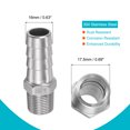 thumbnail image 3 of Uxcell 16mmx3/8PT Male Thread Straight Stainless Steel Hose Barb Pipe Fitting, 3 of 5