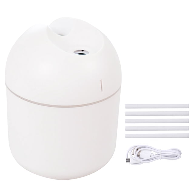 QualitChoice Bedroom Desk LED Humidifier 250ml Essential Oil Air Diffuser Portable Mist Sprayer Personal Household Supplies White 5 Sticks 1Set