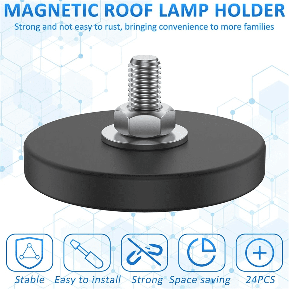 24 Pieces Rubber Coated Magnets 1.69 Inch 30 Lbs M6  Mounting Magnets Threaded Studs for Lighting