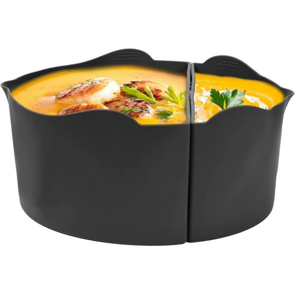 2 in 1 slow cooker inserts, gray slow cooker silicone Suitable for crock pot 6 qt heat reusable run