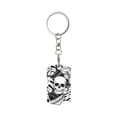 thumbnail image 2 of Uemuo Skull and palm leaves Pattern Rectangular Metal Keychain - Durable, Stylish, and Personalized Key Ring for Men and Women,Engraved Keychain,Gift Slim Sturdy Keychain, 2 of 7