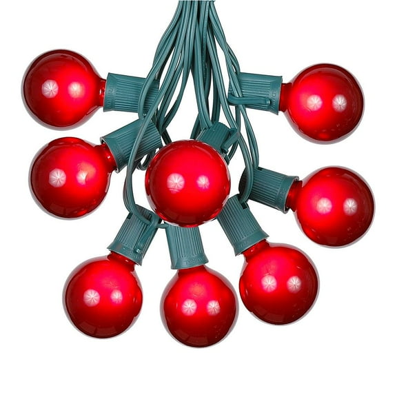 Novelty Lights 25 Feet Red G50 Globe Outdoor Patio String Lights, Green Wire