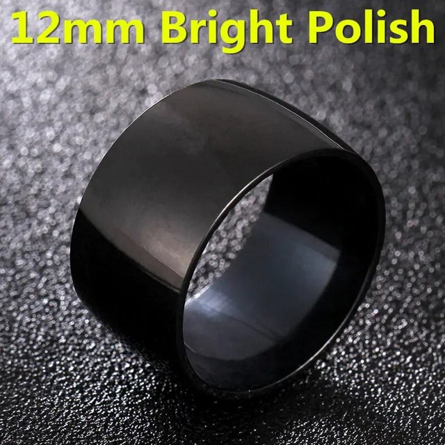 MANGOSKY-Anillo de titanio negro de 12mm de ancho para hombre y mujer, personalizado, grabado