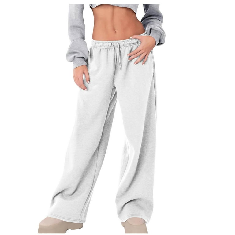 Sakmal Womens Pants Drawstring Pleated Workout Wide Leg Sweatpants