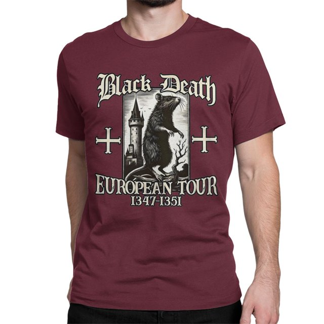 Camisetas de la gira europea de Black Death Big Rat para hombre y mujer, de algodón, divertidas, de cuello redondo, de manga corta, nuevas