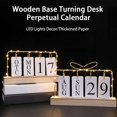 thumbnail image 3 of Metal Frame Led Lights Decor Heart Shape Top Table Calendar Wooden Base Flip Perpetual Calendar, 3 of 5