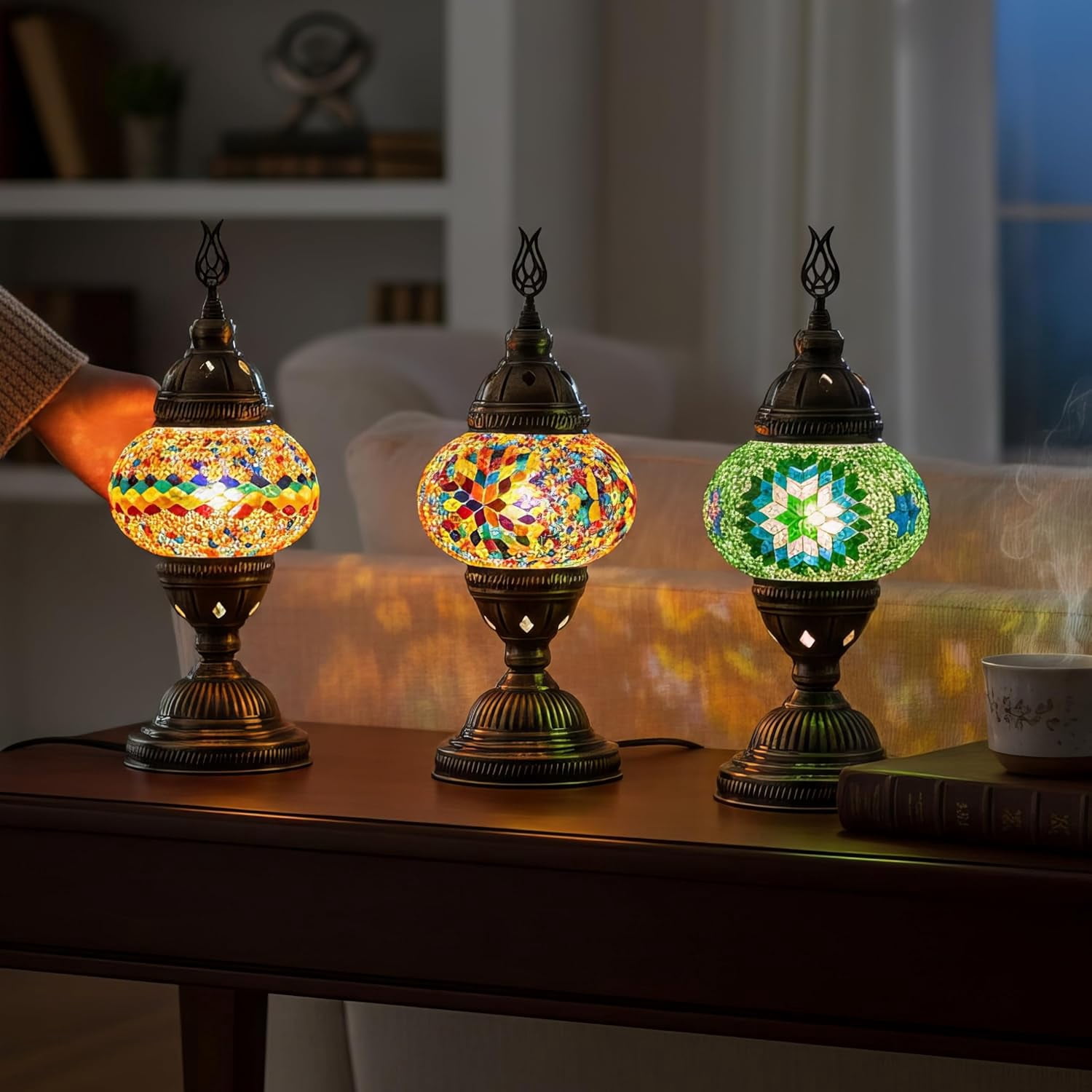 DEMMEX DIY Turkish Mosaic Lamp Making Kit – No Grout Needed – Fun, Easy, No Experience Required – Complete Mosaic Art & Craft Project Kit for Adults & Teens – Make Your Own Table Lamp (Turquoise)