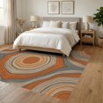 thumbnail image 3 of ODIKA 6'x9' Ultra-Soft Area Rug, Ring Tone Bands Concentric Annual Rings Earthy Farmhouse Stump Grain Refined None Washable, Bare feet friendly, Silk-Touch for Guest Room, Bedroom, 3 of 7