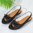 thumbnail image 5 of Gpaecead Women's Polka Dot Bow Flat Slingback Shoes Open Toe Slip On Soft Sole Comfort Casual Vintage Shoes, B-Black, 5 of 8