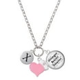 thumbnail image 1 of Delight Jewelry Silvertone Capital Letter - X - Pebble Disc - Light Pink Heart Nurse Strong Zoe Necklace, 1 of 4