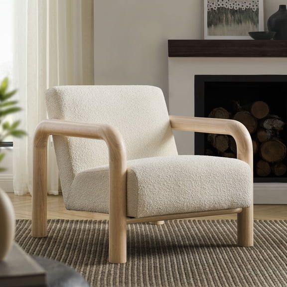 Modway Sereno Boucle Accent Chair in Cream Oak by Modway