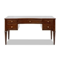 JTH LUXE Dauphin Gold Accent 5-Drawer Wood Executive Desk Dark Walnut Ash Wood & Veneer