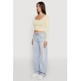 thumbnail image 4 of Women's Lace Detail Scoop Neck Long Sleeve Crop Top, 4 of 5