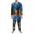 thumbnail image 3 of Sikiie Mountain Blue Flowers Vase Mens Pajama Set, Soft Warm Long Sleeve Sleepwear, Cozy Button-Down Pjs for Men-Medium, 3 of 7