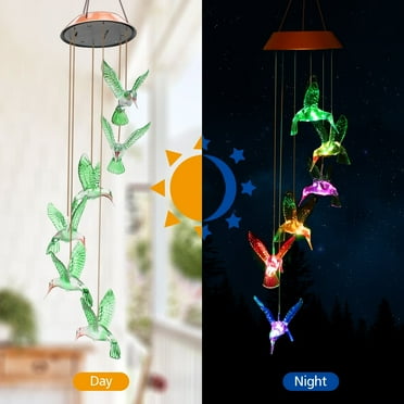 BSHAPPLUS® Wind Chimes, Solar Hummingbird Wind Chimes Waterproof Outdoor Lights Color Changing LED for Party Night Garden Birthday Gifts