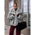 thumbnail image 4 of Womens Faux Fur Coat Faux Fur Jacket Long Sleeve Lapel Furry Winter Jackets Parka Short Coat Silver Fur XS, 4 of 8