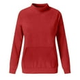 thumbnail image 4 of BODOAO Sweatshirt for Women 2025 Fall Outfits Long Sleeve Loose Top Turtleneck Sweater Shirts with Pocket Mockneck Sweatshirt Plain Loose Fit Crewneck Sweatshirts Fall Hoodies Sweaters Red 3Xl, 4 of 6