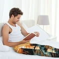thumbnail image 5 of Sigee Serene Ocean Sunset print Men's Pajama Pants Lounge Sleep Bottoms with Elastic Waistband and Pockets-Large, 5 of 6