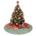 thumbnail image 4 of Christmas Tree Skirt, Orange Green White Paisley Soft Plush Christmas Tree Decorations Indoor, Tree Skirts Mat for New Year Halloween Holiday Christmas Party Decor 30", 4 of 6