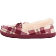 thumbnail image 4 of ABSOLUTE FOOTWEAR Womens Slip On Traditional Tartan Checked Faux Fur Winter Moccasin Style Slipper - Cherry - US 7, 4 of 7