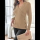 thumbnail image 5 of Suéteres de Larga con Cuello en V para Mujer, Suéteres Cruzados y Fruncidos, Blusas de Otoño Caqui L, 5 of 8