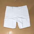 thumbnail image 5 of pstuiky Pantalones cortos de gimnasio para hombre, Pantalones cortos casuales de lino para hombre, con múltiples bolsillos, rectos, de color liso, cómodos y transpirables. Pantalones cortos de golf, 5 of 5