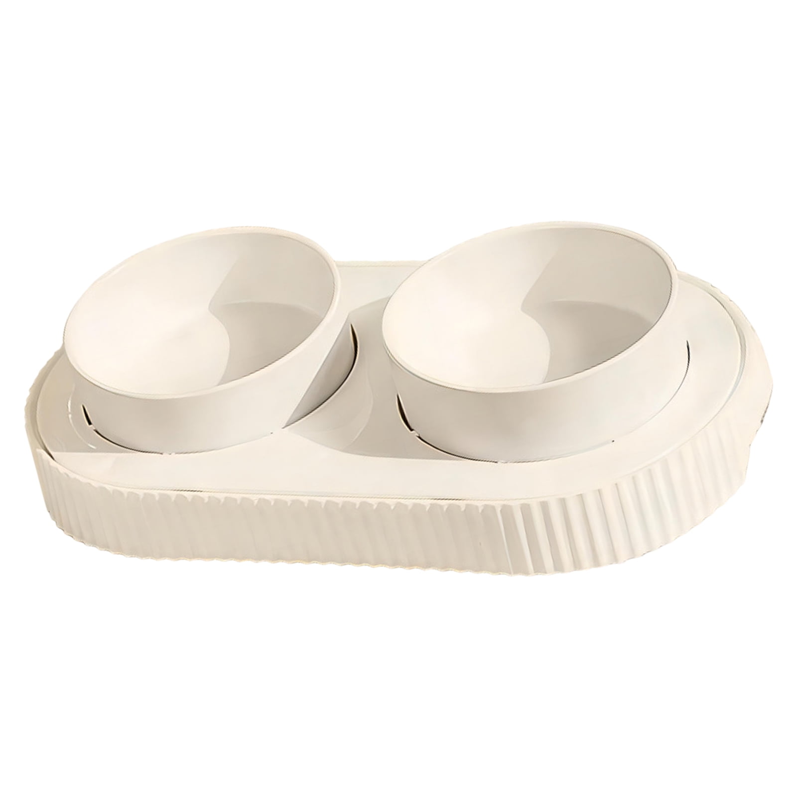BELOWSYALER USB Heated Double Bowls for Pet Drinking Feeding Ceramic Food Feeder Water Bowl for Cold Weather Cats Food Warmer