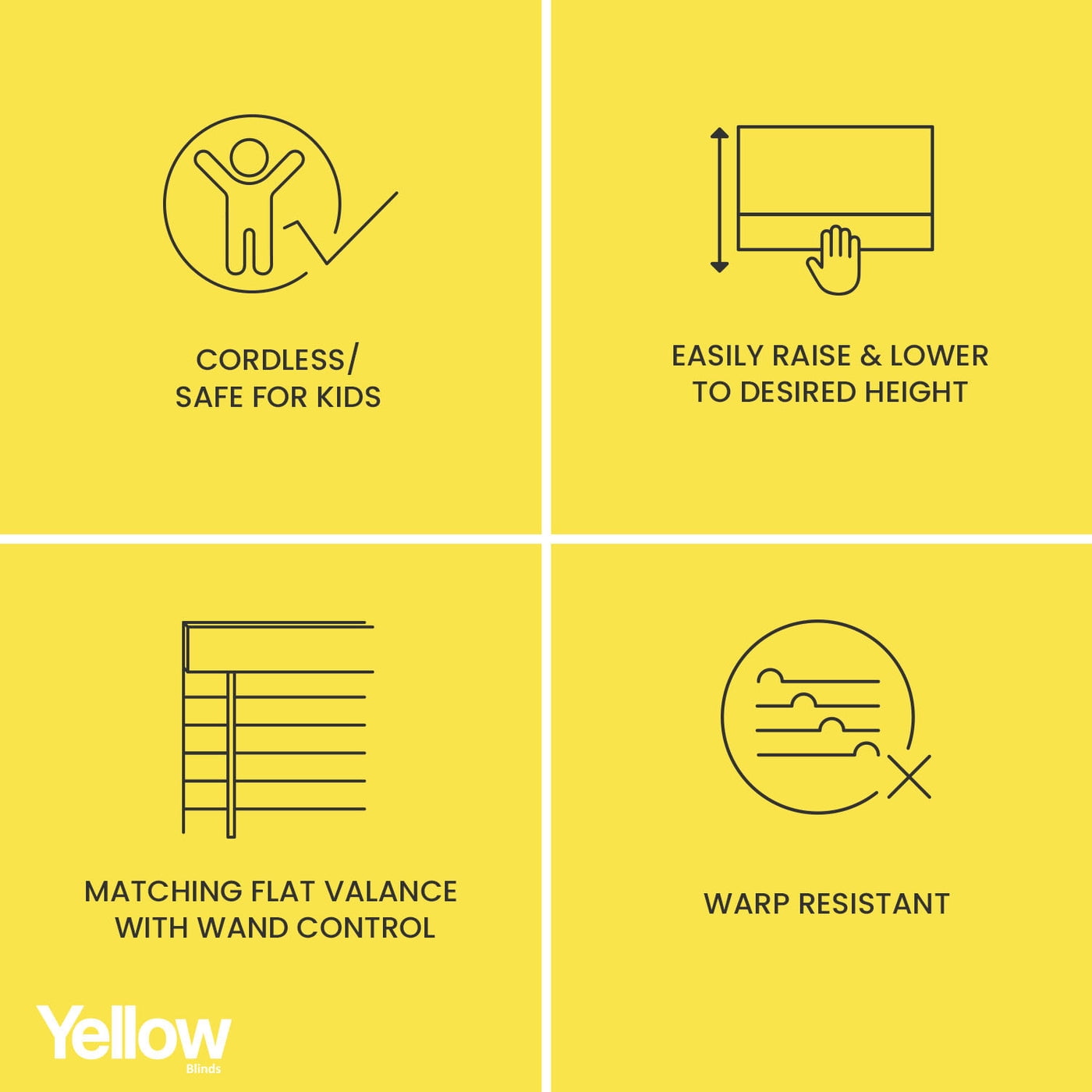 Yellow Blinds White Cordless 2” Faux Wood Blinds for Windows with Valance, 30.5"W X 48"H, Room Darkening & Light Filtering, Easy Install, Moisture-Resistant Window Treatment