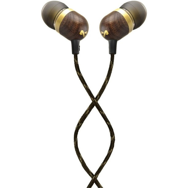 Casa de Marley EM-JE041-BA Smile Jamaica Auriculares con cable, auriculares con aislamiento de ruido para iPhone, Android, latón