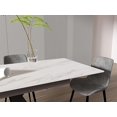 thumbnail image 4 of Modern Extendable Dining Table, Maximum Expanded 79", Antique White Sintered Stone Tabletop Dining Table with Black Carbon Steel Base, Rectangular Dining Room Table for 6-8, 4 of 9