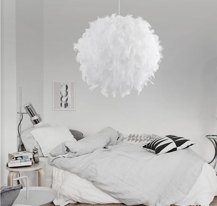 white feather ball light shade