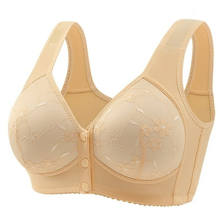 PLLFRLRT Bras for Older Women No Underwire Without Seamless Comfortable Bras Full Coverage Plus Size Bras With Sagging Breasts(Beige 46)