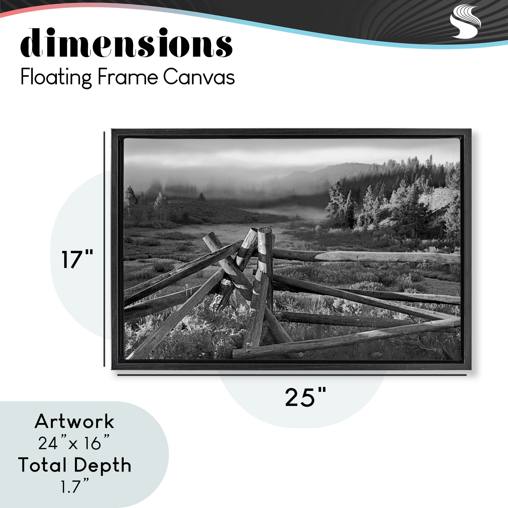 Grand Tetons Fence Beyond Black Framed Floater Canvas Wall Art, design by MJ Photography