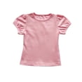 thumbnail image 4 of CPNG Girls Summer Short Sleeve T Shirt Little Girls Pure Cotton Solid Color Puff Sleeve Crewneck Soft Tops T-Shirts(Pink,3-4 Years), 4 of 4