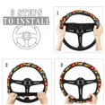 thumbnail image 4 of COEQINE Colorful Hippie Floral Brown Car Steering Wheel Cover for Women, Universal 15 Inch Automobile Steering Wheel Cover Anti-Slip Easy to Install, 4 of 7