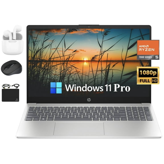 HP Laptop 2024 Flagship Business, 15.6" FHD Display, Quad-Core AMD Ryzen 5 7520U, 16GB DDR5, 512GB PCIe SSD, Webcam, Radeon Graphics, Wi-Fi 6, Fast Charge, Win 11 Pro  HubxcelAccessory