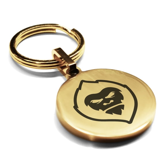 Stainless Steel Mythical Yeti Head Round Medallion Keychain Circle Ring