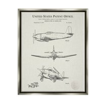Stupell Industries Detailed Vintage Plane Patent Graphic Art Luster Gray Floating Framed Canvas Print Wall Art, Design by Karl Hronek
