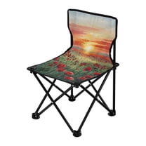 Folding Chair（Maximum weight capacity 220lb）Camping Chair For Camping Picnicking Outdoor Beach and Travel Red Poppies