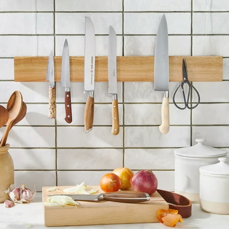 

Magnetic Knife Holder for Wall with Extra Strong Magnet - 16 Inch - Knife Magnetic Strip in Acacia for Knives