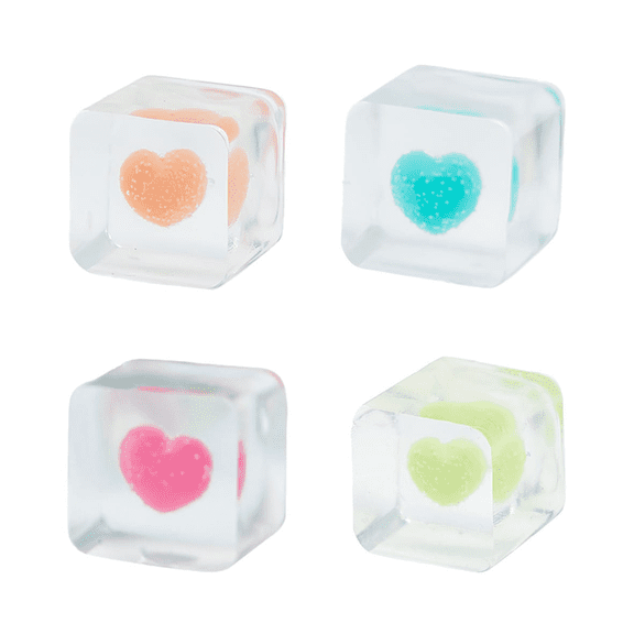 20PCS Valentine's Squishy Toys, Ice Cube Encasing a Heart Shape Squishies, for Valentine's Party Favors, Valentine's Exchange Gifts, Valentine's Home Decor, Assorted Varieties
