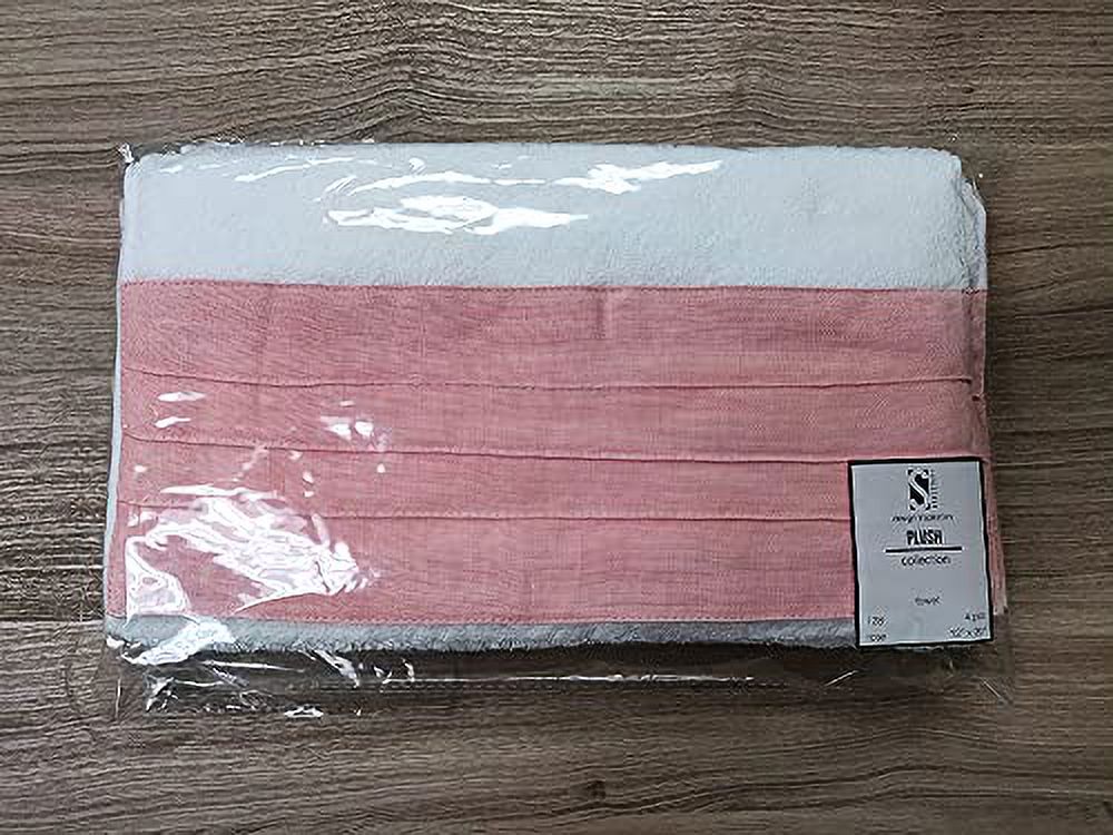 Fennco Styles Two Tone Terry Cotton Towels with Linen Border 12x20 Inch Guest Towels, Set of 4 – Rose Modern Hand Towels for Bathroom Décor, Bar Accessories, Wedding Gifts