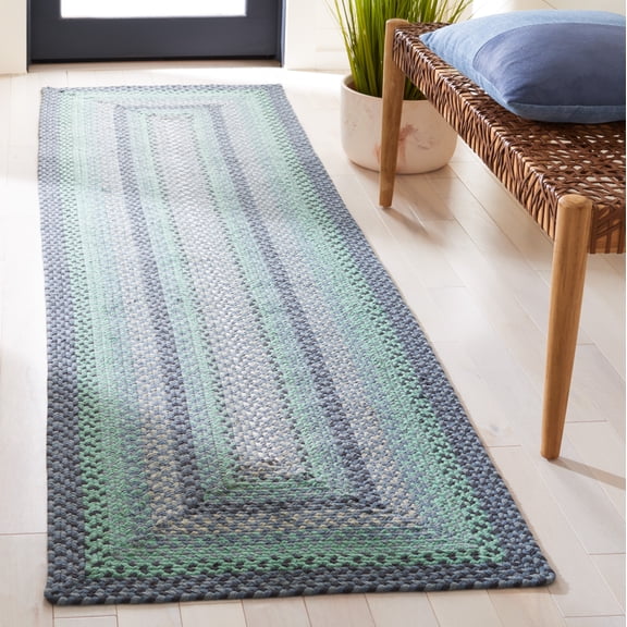 SAFAVIEH Braided Claes Bordered Reversible Runner Rug, Gray/Green, 2'3" x 8'