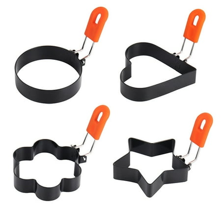

GLFILL 4 Pcs Egg Fried Mold Stainless Steel Egg Rings Shaper Pancakes Mold Kitchen Tool