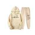 thumbnail image 1 of MAWCLOS Ensembles de Survêtements pour Femmes Chandails à Capuchon Deux Pièces Ensemble de Jogging à Manches Longues Beige m, 1 of 2