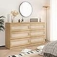 thumbnail image 4 of Rattan Dresser for Bedroom, Modern 6 Drawer Double Dresser with Anti-Tip Kit, Wood Storage Wide Chest of Drawers for Bedroom, Living Room, Hallway, Natural, 4 of 7