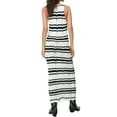 thumbnail image 6 of KOMOO Women Crochet Dress Contrast Color Striped Knitted Dress Round Neck Sleeveless Bodycon Tank Dress, 6 of 7