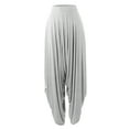 thumbnail image 1 of A2Y Women's Baggy Elastic Ban Wide Leg Pockets Harem Pants Heather Grey L, 1 of 3